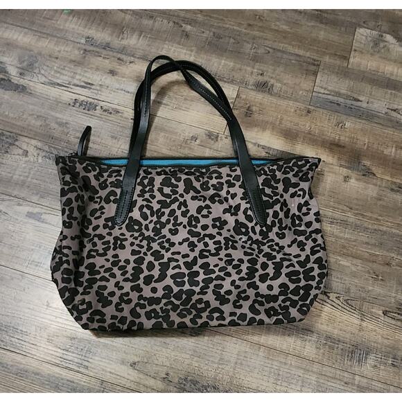 Pre-owned Cole Haan Leopard Print Travel Bag Blue Interior Bx40 - Picture 2 of 9